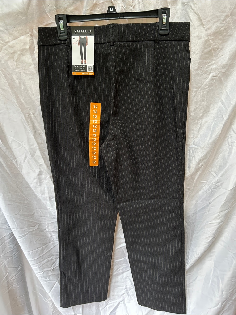 NWT Rafaella Black Pinstripe Straight Leg Pants Size 12